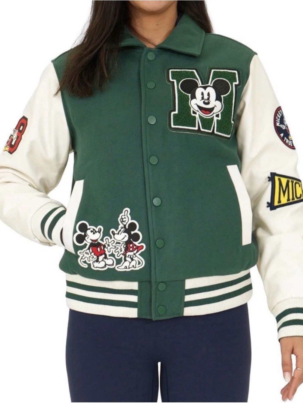 Disney Green and White Varsity Mickey Mouse Jacket